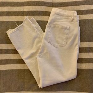 LOFT Distressed White Cropped Jeans